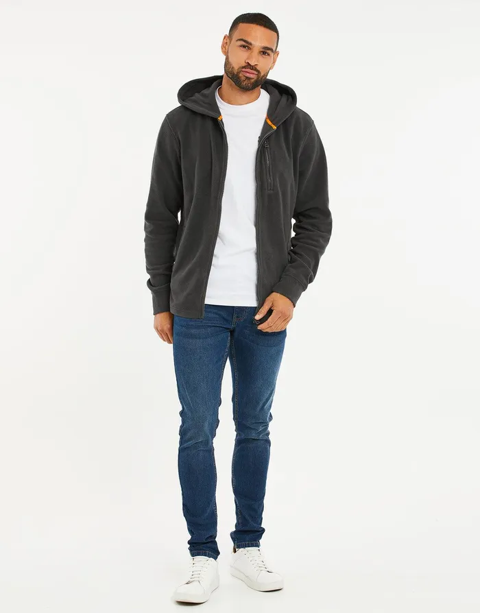 Men Charcoal Fitness Fleece ZipThrough Hoodie Charcoal Threadbare Hoodies Men Charcoal Fitness Fleece ZipThrough Hoodie Charcoal Threadbare Hoodies