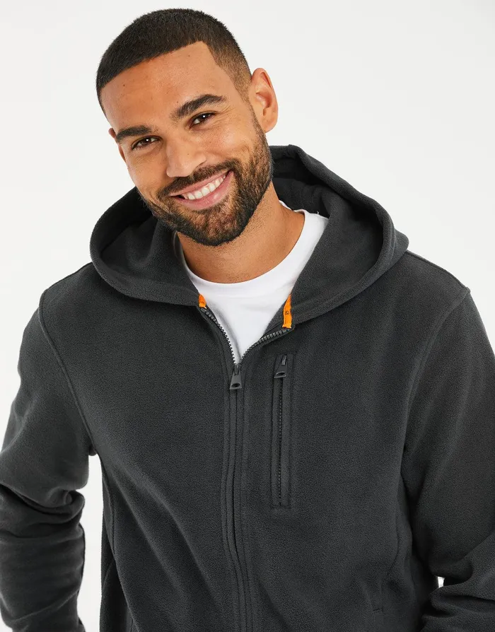 Men Charcoal Fitness Fleece ZipThrough Hoodie Charcoal Threadbare Hoodies Men Charcoal Fitness Fleece ZipThrough Hoodie Charcoal Threadbare Hoodies