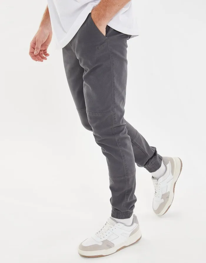 Men Charcoal Slim Fit Cuffed Trousers Charcoal Threadbare Trousers and Cargos
