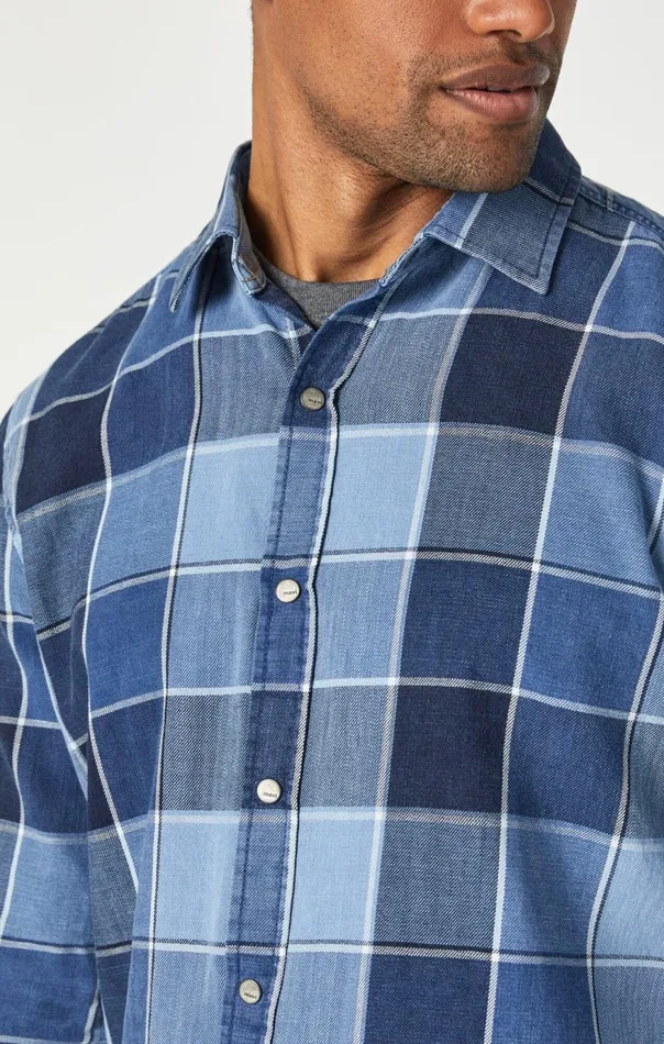 Men Check Shirt In Indigo Check Mavi Jeans TShirts Men Check Shirt In Indigo Check Mavi Jeans TShirts