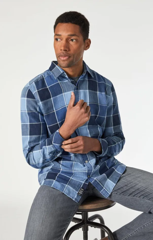 Men Check Shirt In Indigo Check Mavi Jeans TShirts Men Check Shirt In Indigo Check Mavi Jeans TShirts