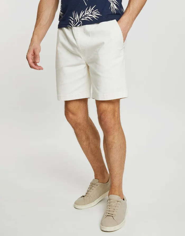 Men Cream Jogger Style Chino Shorts Cream Threadbare Shorts