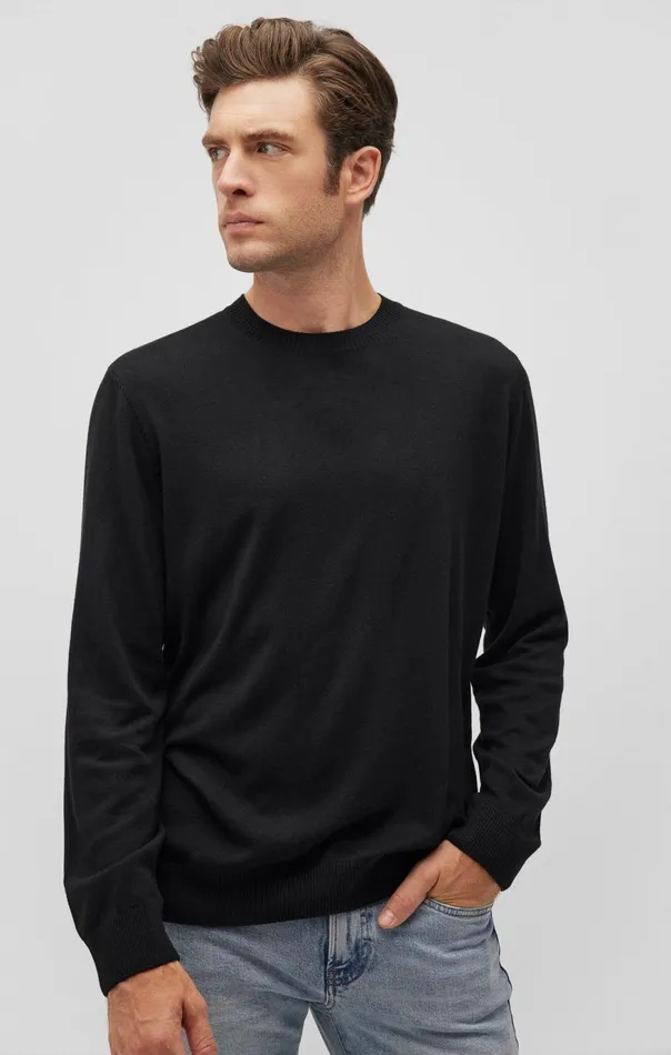 Men Crew Neck Sweater In Black Mavi Jeans Sweaters