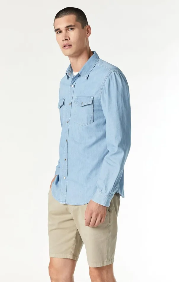 Men Dave Button Down Shirt In Bleached Denim Mavi Jeans Shirts Men Dave Button Down Shirt In Bleached Denim Mavi Jeans Shirts