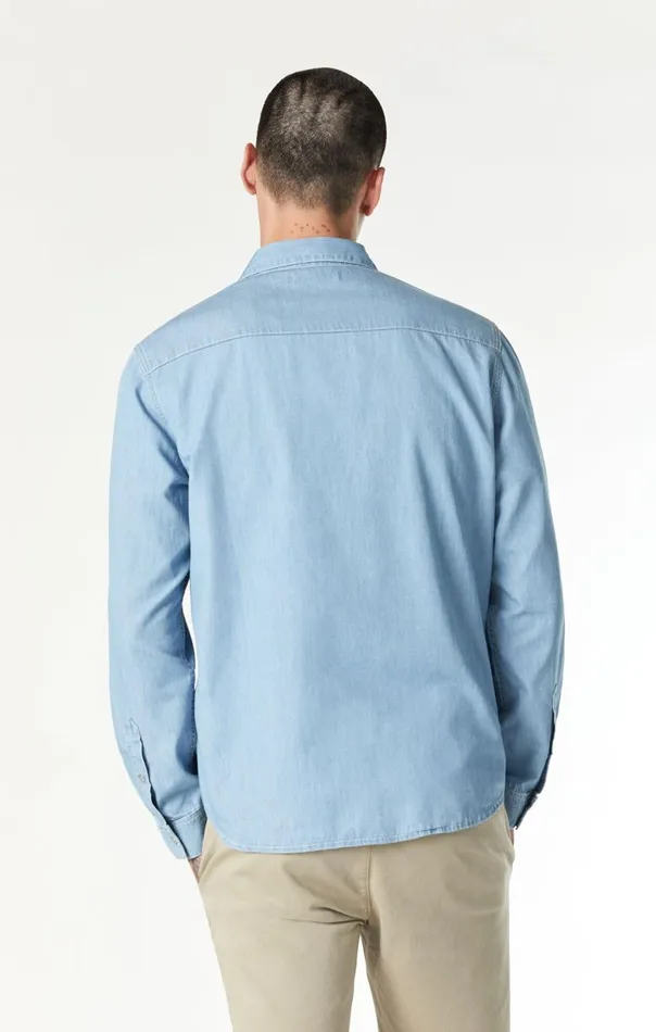 Men Dave Button Down Shirt In Bleached Denim Mavi Jeans Shirts Men Dave Button Down Shirt In Bleached Denim Mavi Jeans Shirts