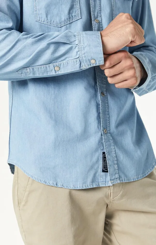Men Dave Button Down Shirt In Bleached Denim Mavi Jeans Shirts Men Dave Button Down Shirt In Bleached Denim Mavi Jeans Shirts