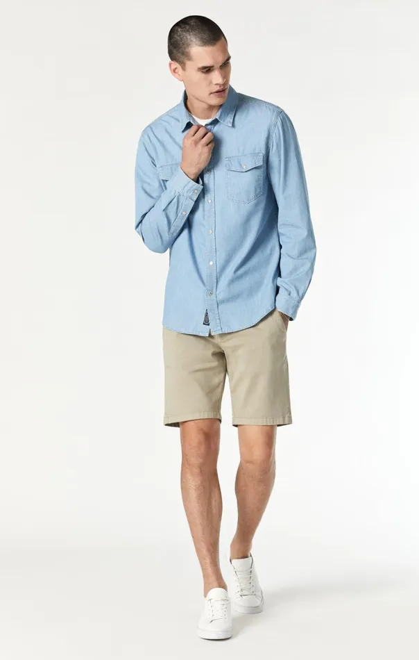 Men Dave Button Down Shirt In Bleached Denim Mavi Jeans Shirts Men Dave Button Down Shirt In Bleached Denim Mavi Jeans Shirts