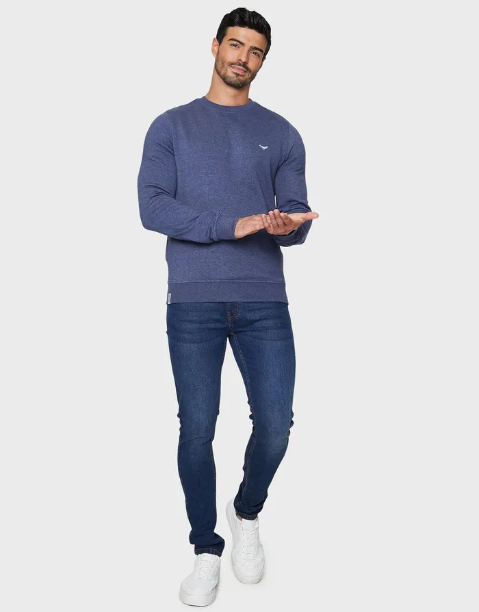 Men Denim Blue Crew Neck Sweatshirt Denim Marl Threadbare Sweatshirts Men Denim Blue Crew Neck Sweatshirt Denim Marl Threadbare Sweatshirts