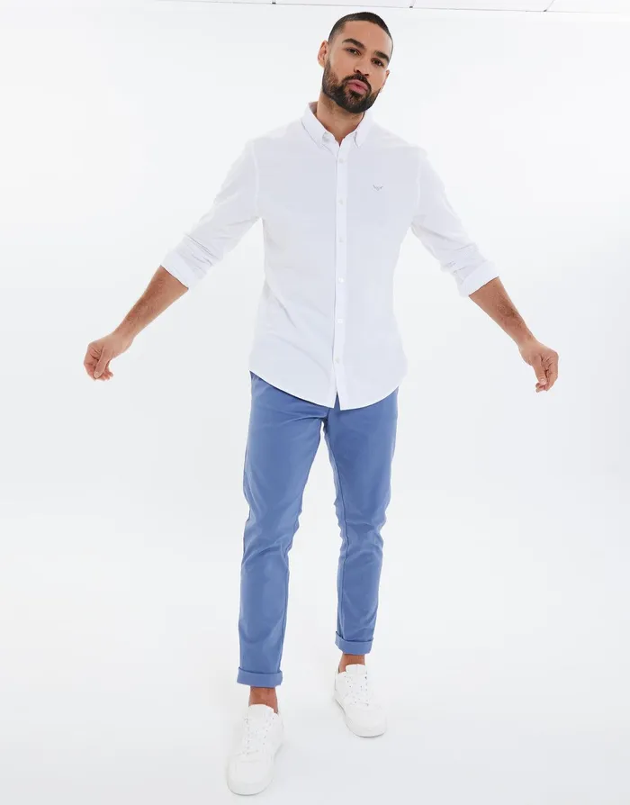 Men Denim Blue Stretch Chino Trousers Denim Blue Threadbare Trousers and Cargos Men Denim Blue Stretch Chino Trousers Denim Blue Threadbare Trousers and Cargos