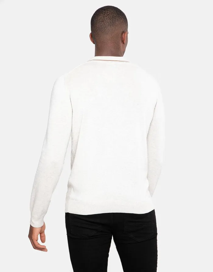 Men Ecru Long Sleeve Polo Jumper Ecru Threadbare Polo Shirts Men Ecru Long Sleeve Polo Jumper Ecru Threadbare Polo Shirts
