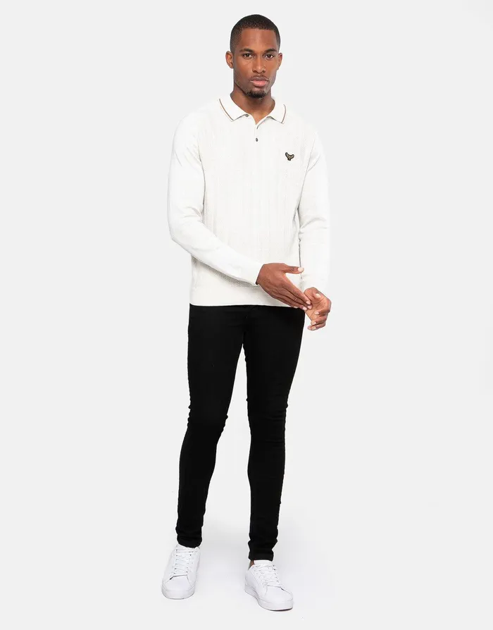 Men Ecru Long Sleeve Polo Jumper Ecru Threadbare Polo Shirts Men Ecru Long Sleeve Polo Jumper Ecru Threadbare Polo Shirts