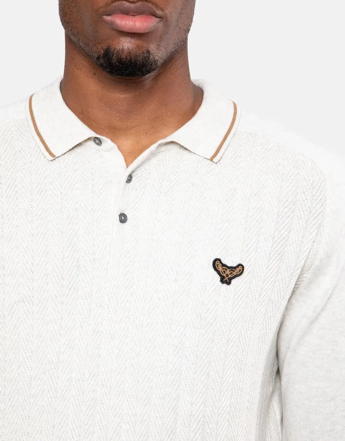 Men Ecru Long Sleeve Polo Jumper Ecru Threadbare Polo Shirts Men Ecru Long Sleeve Polo Jumper Ecru Threadbare Polo Shirts