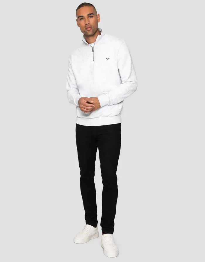 Men Ecru Marl Quarter Zip Knitted Sweatshirt Ecru Marl Threadbare Sweatshirts Men Ecru Marl Quarter Zip Knitted Sweatshirt Ecru Marl Threadbare Sweatshirts
