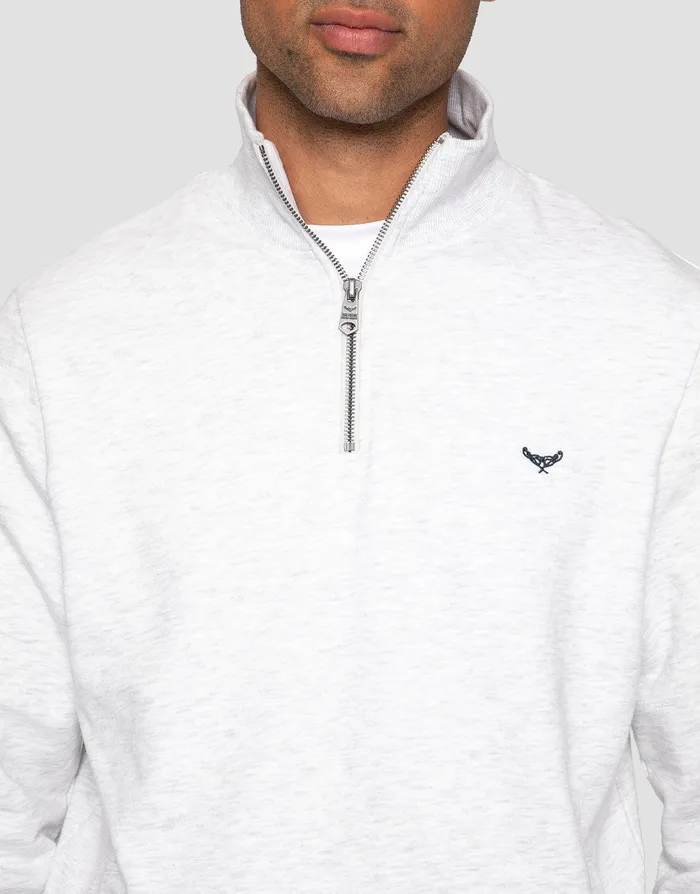 Men Ecru Marl Quarter Zip Knitted Sweatshirt Ecru Marl Threadbare Sweatshirts Men Ecru Marl Quarter Zip Knitted Sweatshirt Ecru Marl Threadbare Sweatshirts