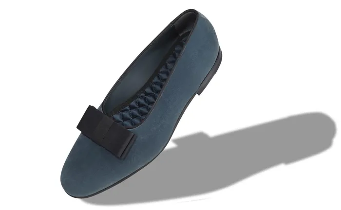 Men Evening Manolo Blahnik TORO Blue Velvet Opera Pumps Men Evening Manolo Blahnik TORO Blue Velvet Opera Pumps