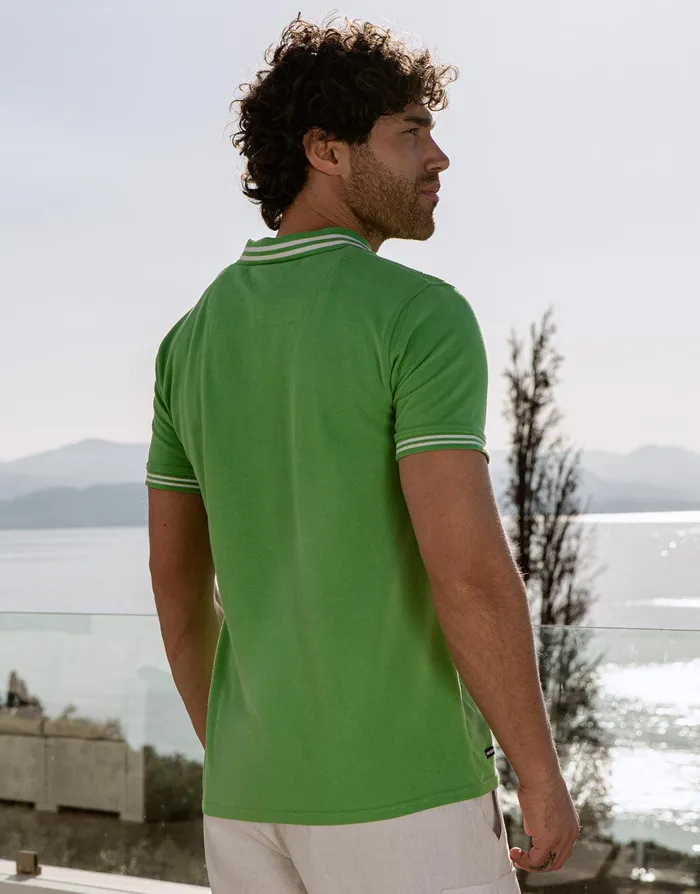 Men Green Rib Collar Classic Polo Shirt Green Threadbare Polo Shirts Men Green Rib Collar Classic Polo Shirt Green Threadbare Polo Shirts