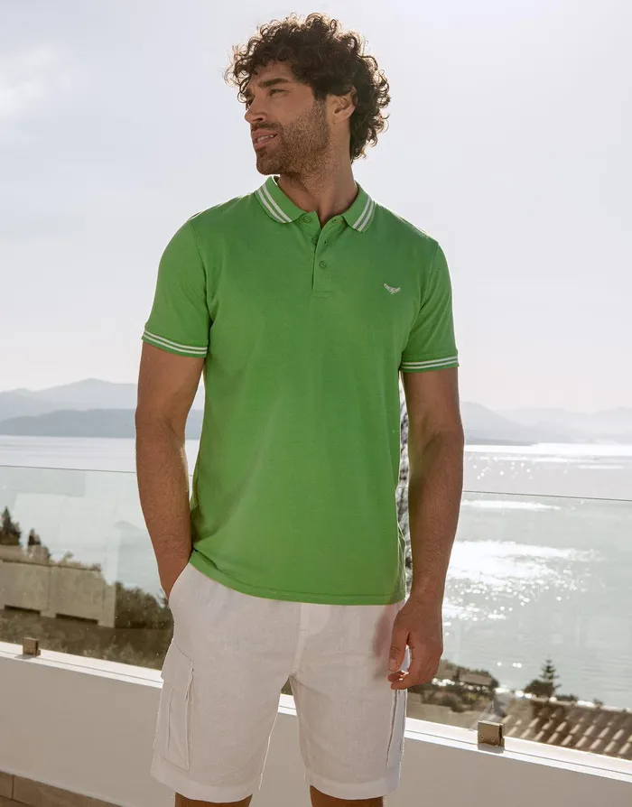Men Green Rib Collar Classic Polo Shirt Green Threadbare Polo Shirts Men Green Rib Collar Classic Polo Shirt Green Threadbare Polo Shirts