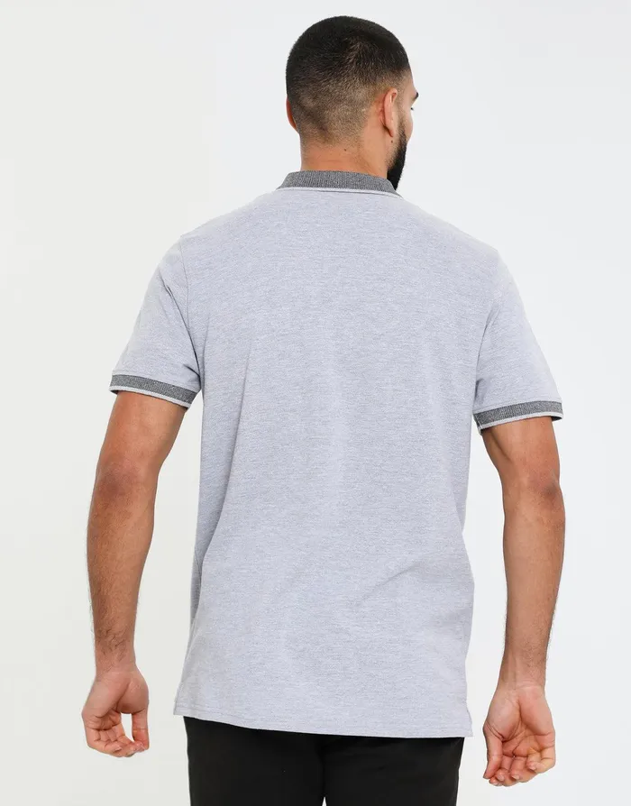 Men Grey Marl Jetted Pocket Rib Collar Polo Shirt Grey Marl Threadbare Polo Shirts Men Grey Marl Jetted Pocket Rib Collar Polo Shirt Grey Marl Threadbare Polo Shirts