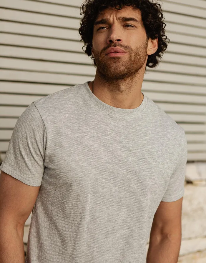 Men Grey Marl Popcorn Jersey TShirt Grey Marl Threadbare TShirts Men Grey Marl Popcorn Jersey TShirt Grey Marl Threadbare TShirts