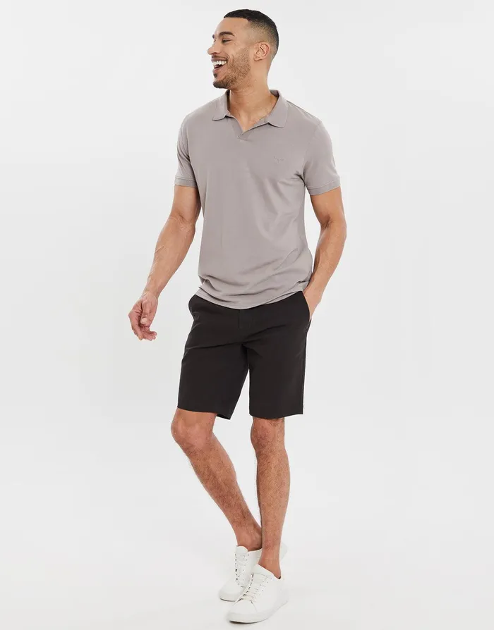 Men Grey Open Neck Collar Polo Shirt Grey Threadbare Polo Shirts Men Grey Open Neck Collar Polo Shirt Grey Threadbare Polo Shirts