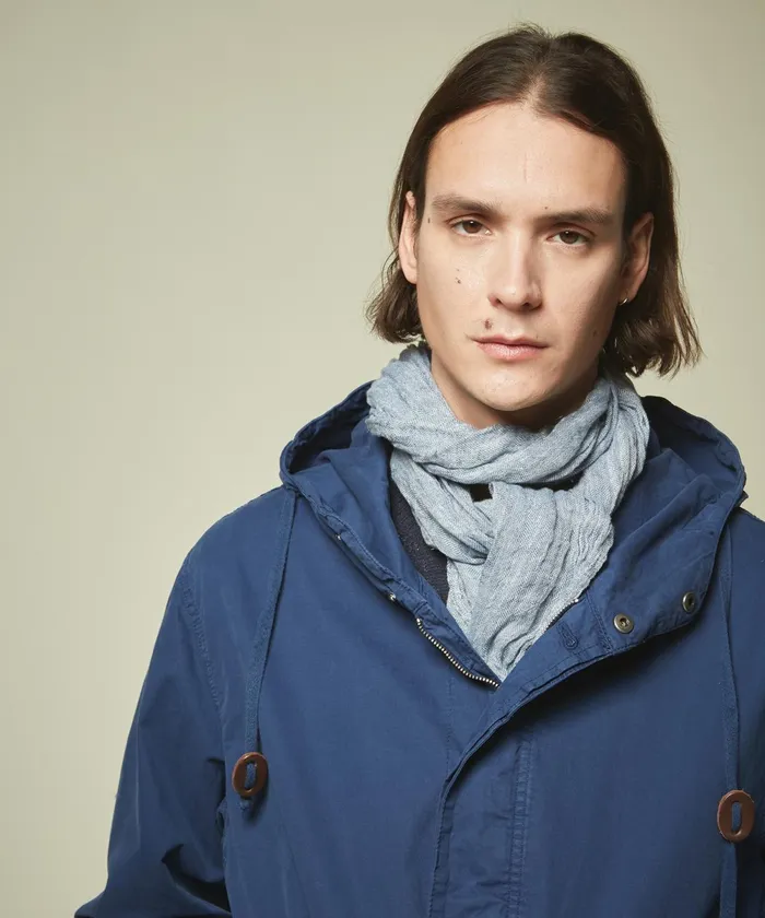 Men Hartford Accessories Blue Linen Scarf