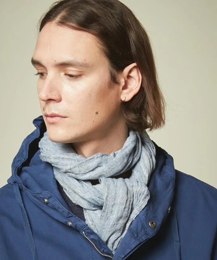 Men Hartford Accessories Blue Linen Scarf