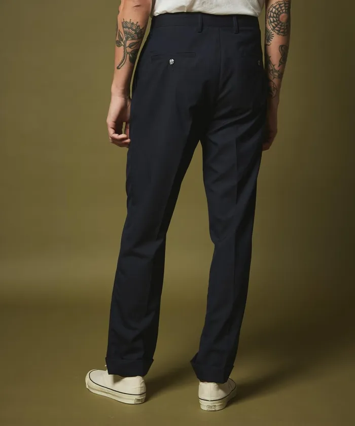 Men Hartford Pants Navy Summer Wool Pleated Pants
