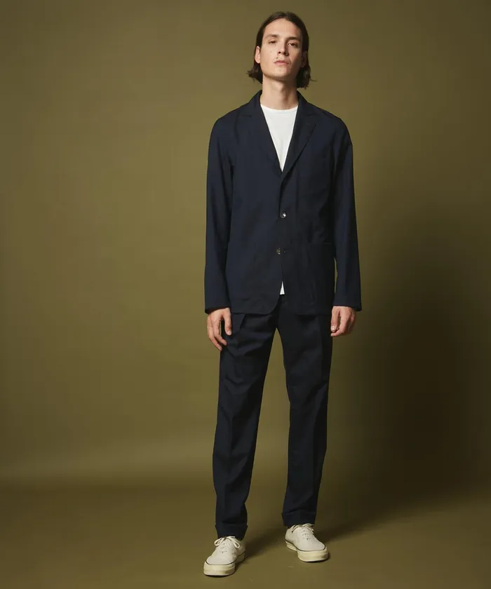 Men Hartford Pants Navy Summer Wool Pleated Pants