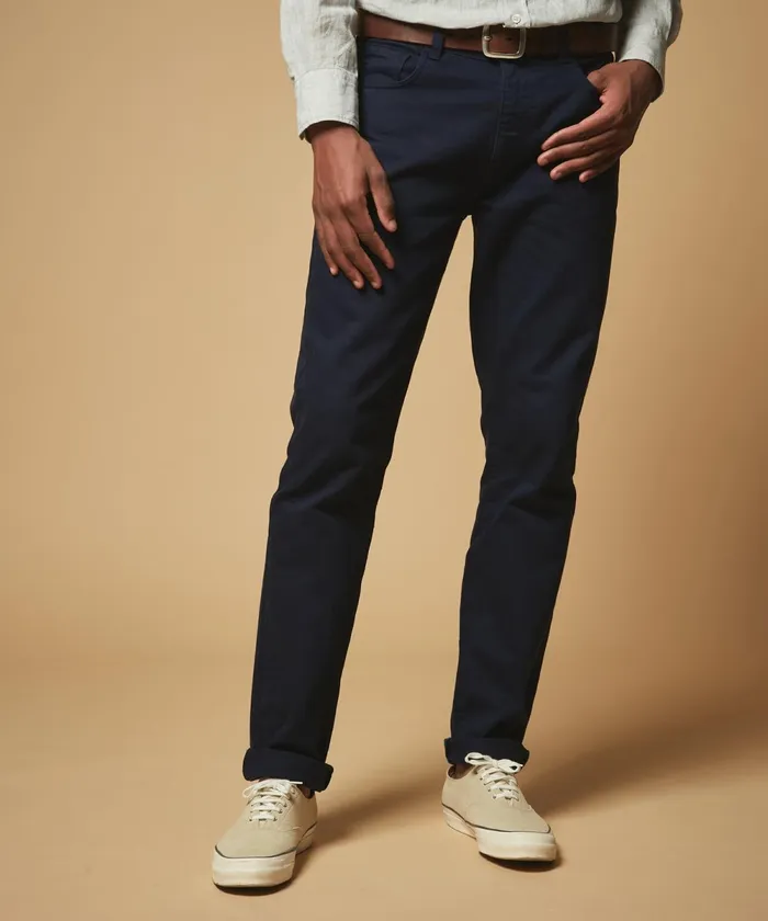 Men Hartford Pants Navy Tim 5Pockets Pants In Cotton Twill