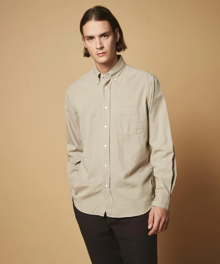 Men Hartford Shirts Flax Summer Twill Pitt Regular Shirt