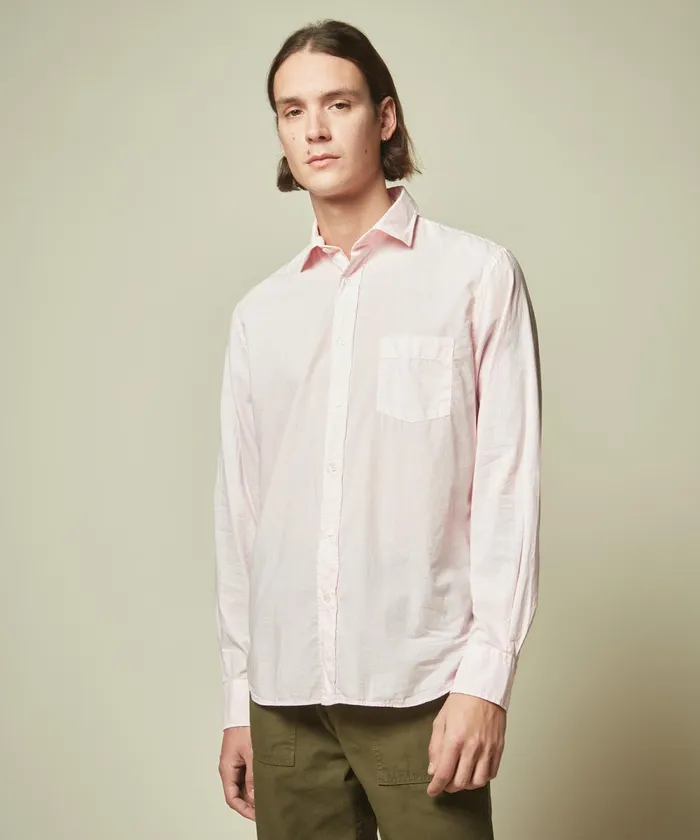 Men Hartford Shirts Light Pink Cotton Voile Paul Regular Shirt