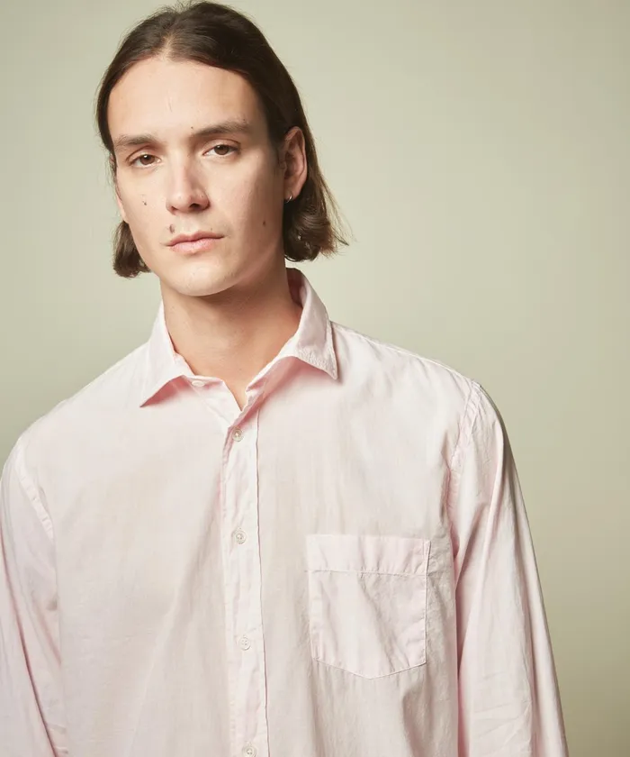 Men Hartford Shirts Light Pink Cotton Voile Paul Regular Shirt