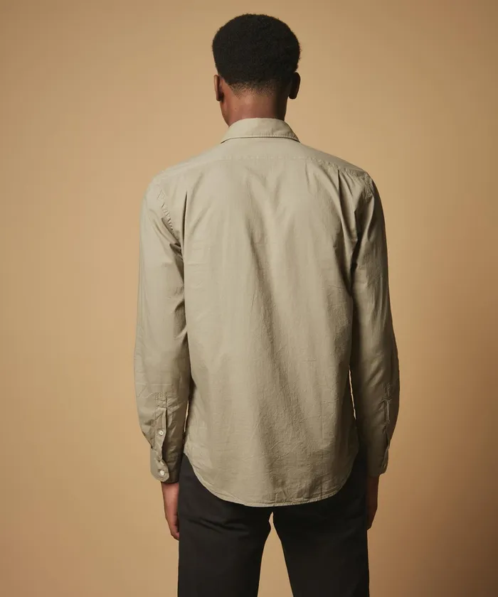 Men Hartford Shirts Olive Green Cotton Voile Paul Regular Shirt