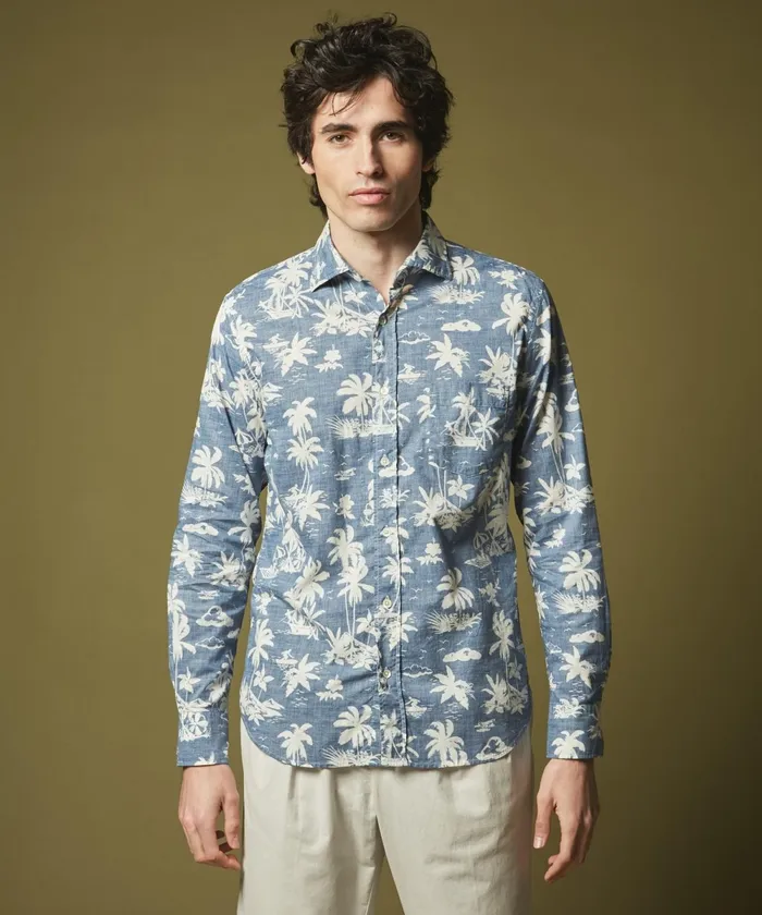 Men Hartford Shirts Regular Paul Shirt With Surf Print