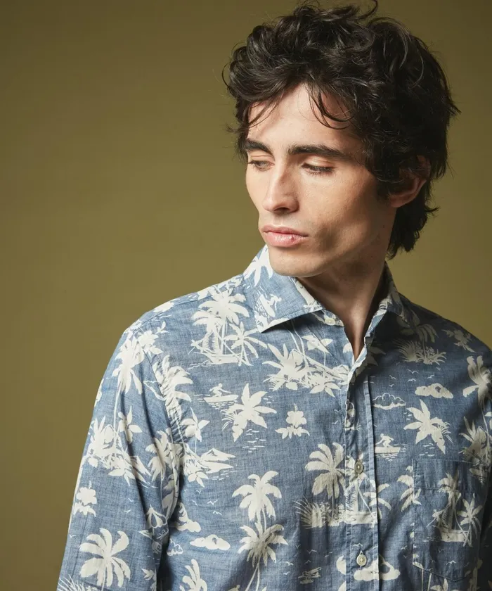 Men Hartford Shirts Regular Paul Shirt With Surf Print