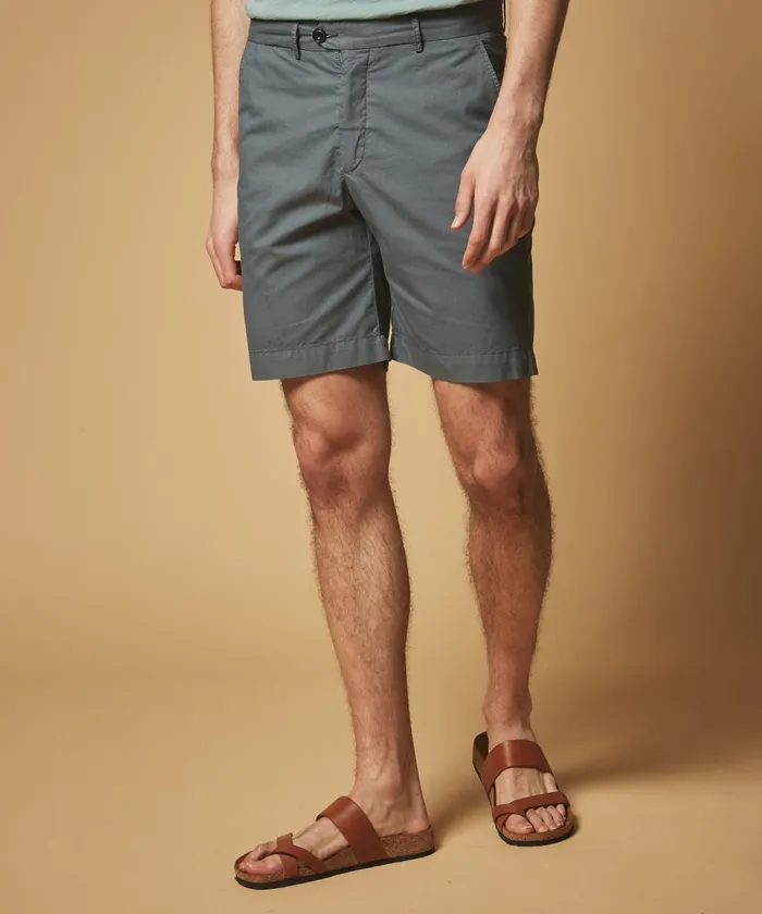 Men Hartford Shorts Blue Cotton Twill Bobby Bermuda Shorts