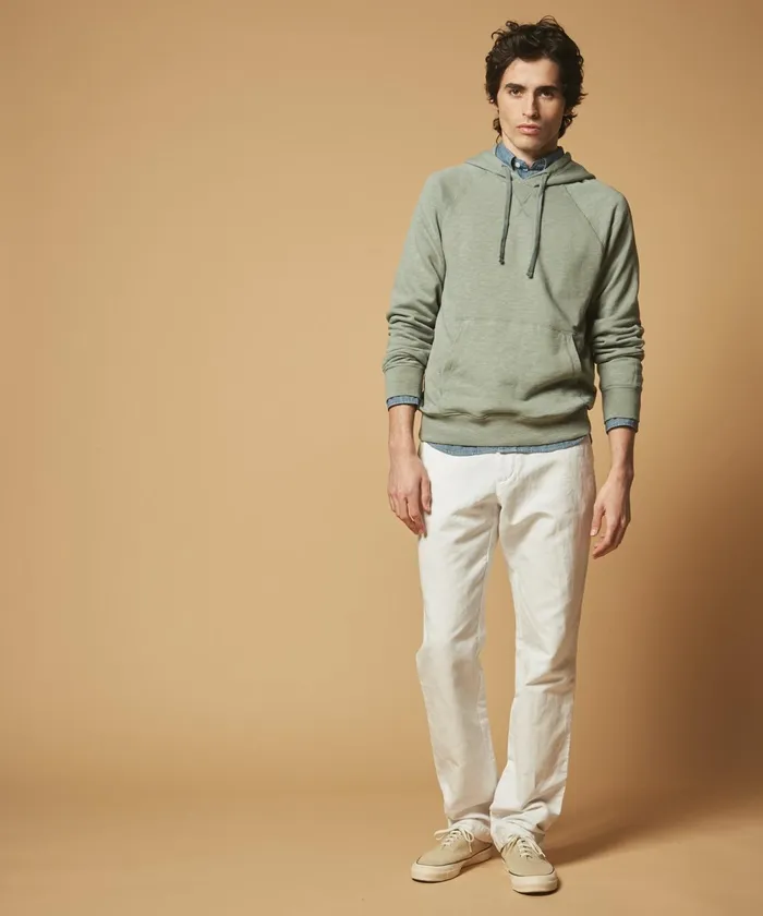 Men Hartford Sweaters GreyGreen Light Cotton Hoody
