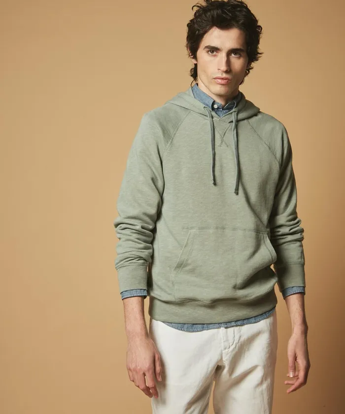 Men Hartford Sweaters GreyGreen Light Cotton Hoody