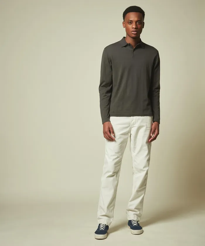 Men Hartford Sweaters Grey Light Cotton Polo Sweater