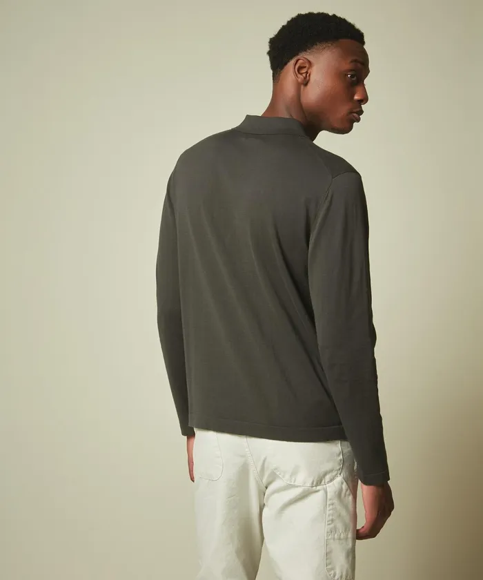 Men Hartford Sweaters Grey Light Cotton Polo Sweater