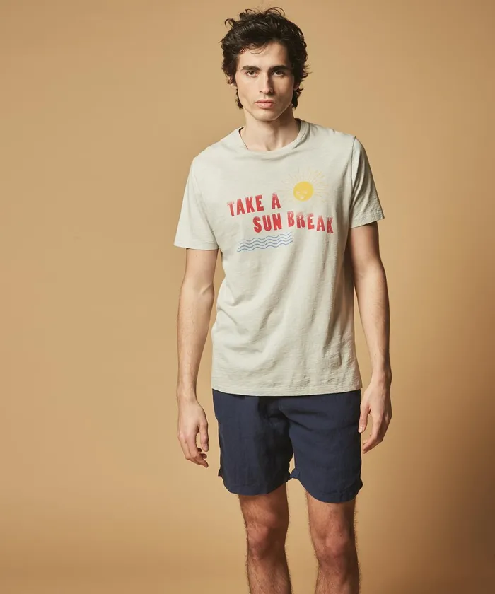 Men Hartford Swimwear Navy LongLength Linen Swim Shorts