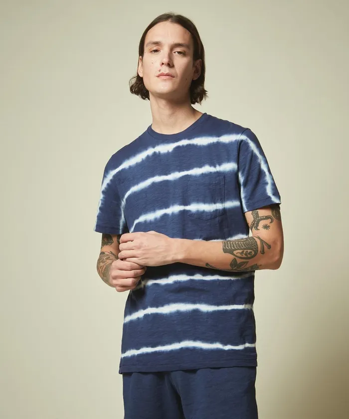 Men Hartford TShirts and Polos Indigo Slub Cotton Pocket Tee