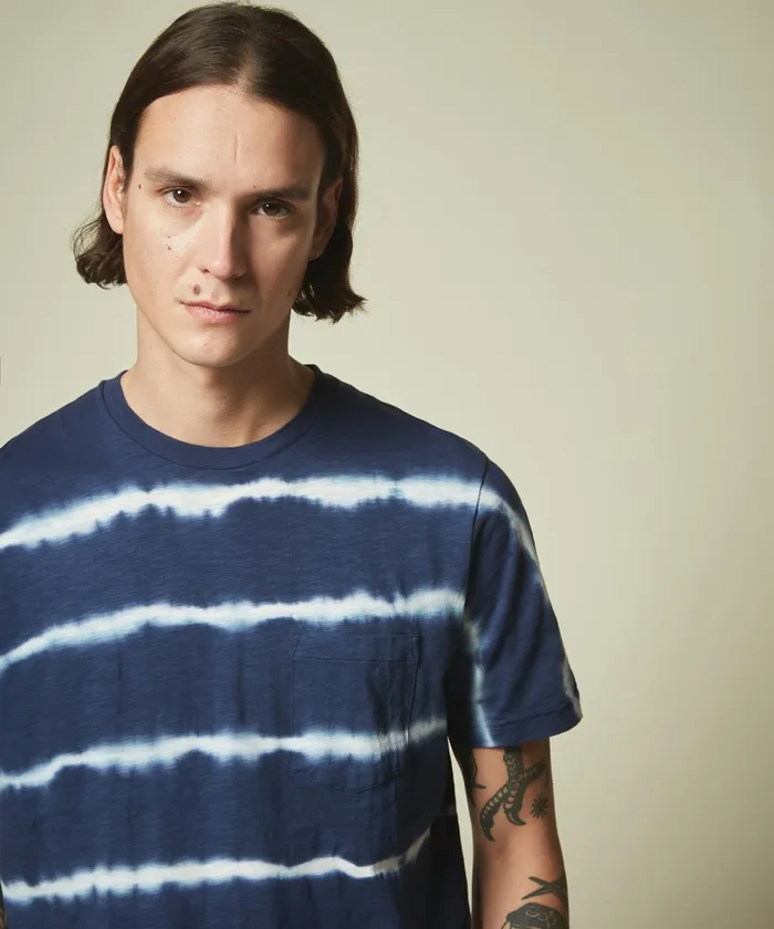 Men Hartford TShirts and Polos Indigo Slub Cotton Pocket Tee