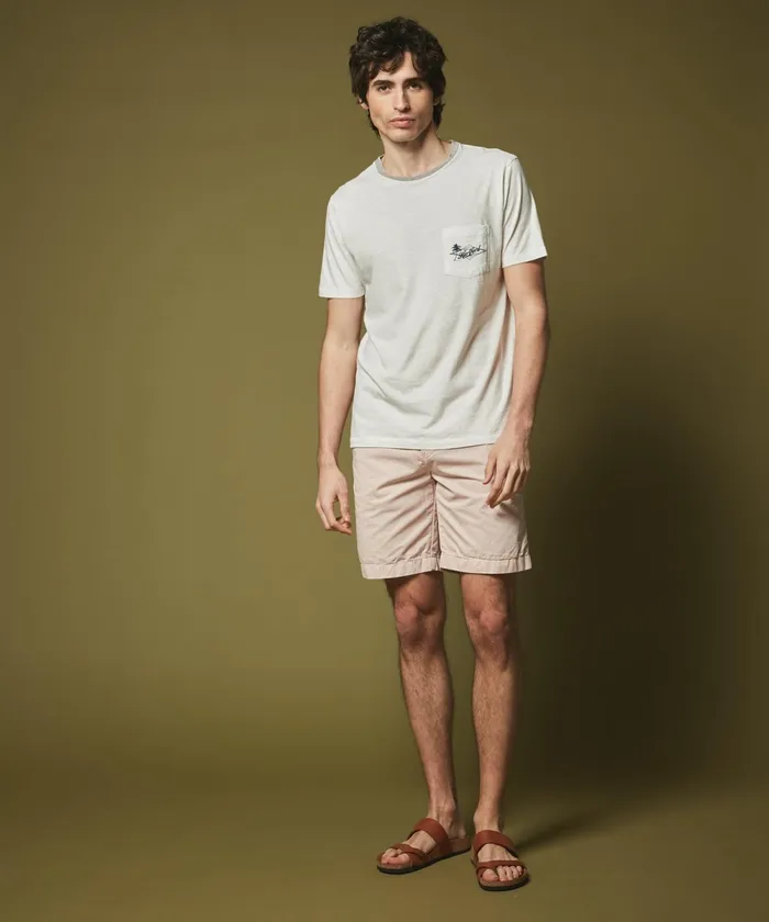 Men Hartford TShirts and Polos White Slub Cotton Surf Pocket Tee