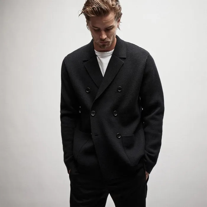 Men JacketsOuterwear James Perse Double Breasted Cashmere Blazer Black