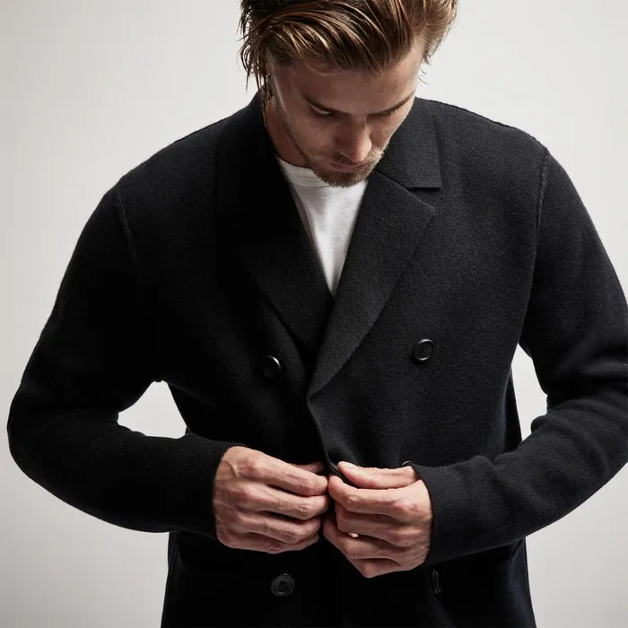 Men JacketsOuterwear James Perse Double Breasted Cashmere Blazer Black