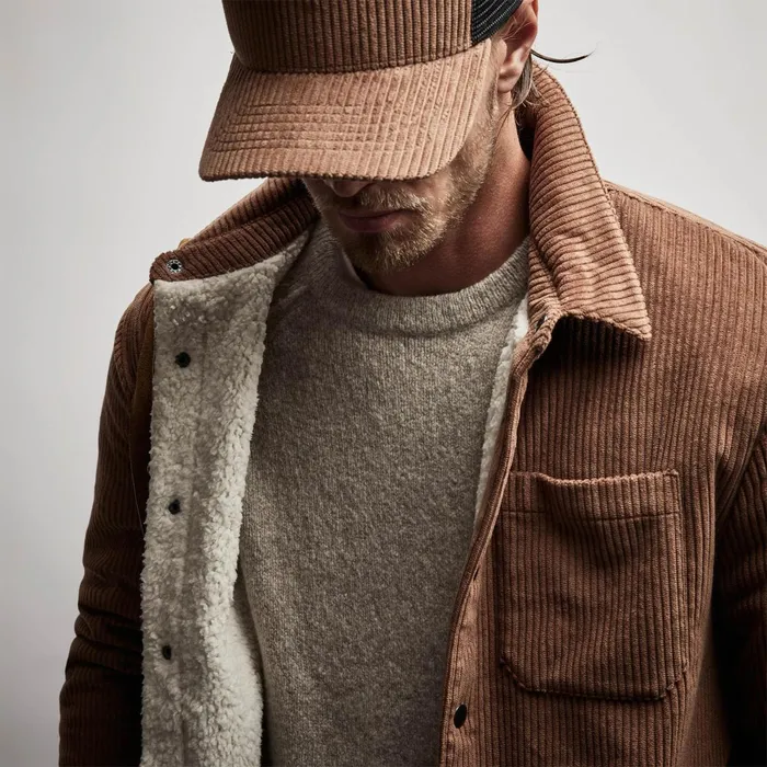 Men JacketsOuterwear James Perse Sherpa Lined Corduroy Shirt Jacket Chestnut