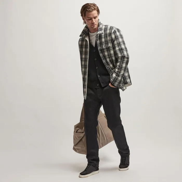 Men JacketsOuterwear James Perse Sherpa Lined Plaid Jacket Blackwhite