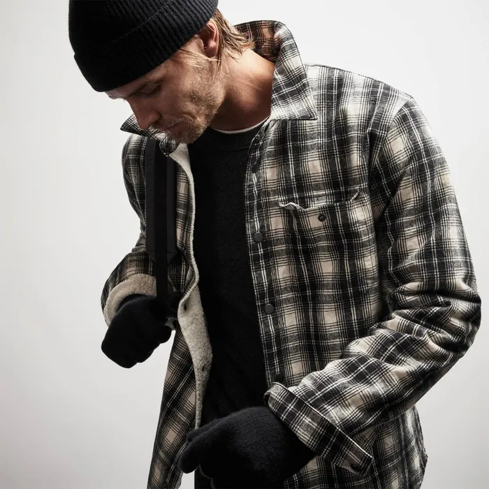 Men JacketsOuterwear James Perse Sherpa Lined Plaid Jacket Blackwhite