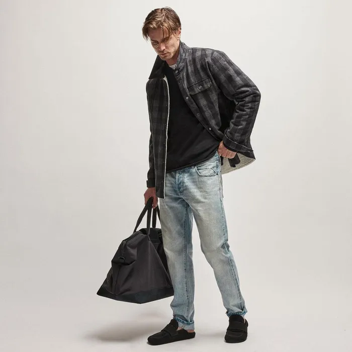 Men JacketsOuterwear James Perse Sherpa Lined Plaid Jacket Flannelblack